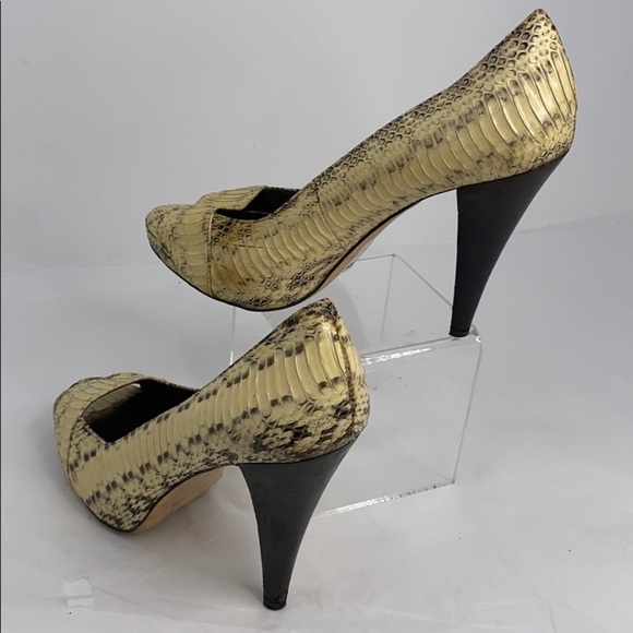 Aldo Sz 38 Beige Gray Snakeskin Peep Toe Pumps - Picture 4 of 13